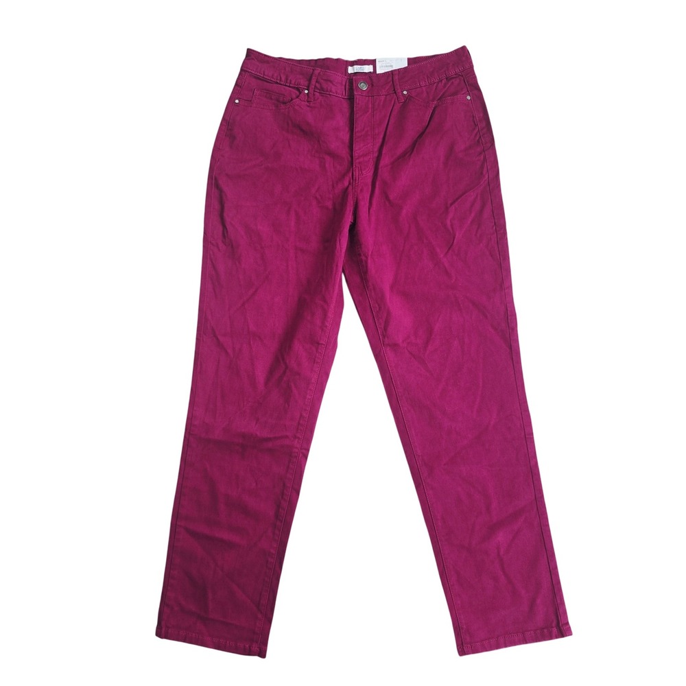 Croft & Barrow NWT Capri Pants Mid Rise Straight Leg Purple Jeans Size 14